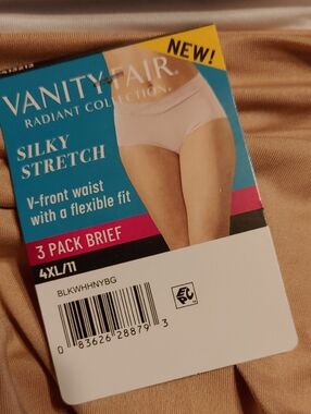 NWT Vanity Fair Silky Stretch 4X Sz 11 Flexible Fit 3 Pair Panties